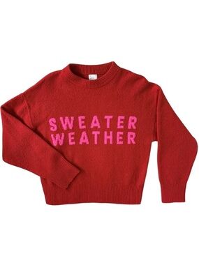 Sweater Weather Graphic Crewneck Knit Pullover Sweater Size Small